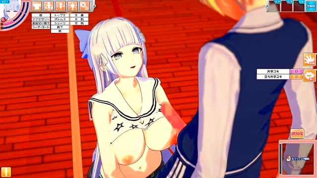 Big-Breasted Eroge Schoolgirl Rubs Tits & Gives Blowjob For Juicy Finish