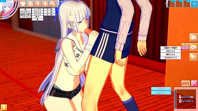 Big-Breasted Eroge Schoolgirl Rubs Tits & Gives Blowjob For Juicy Finish