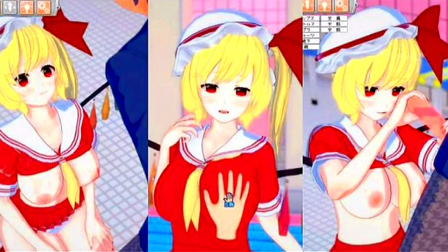 Flandre Scarlet Rubs Boobs & Gives Blowjob in 3D Hentai Koikatsu!