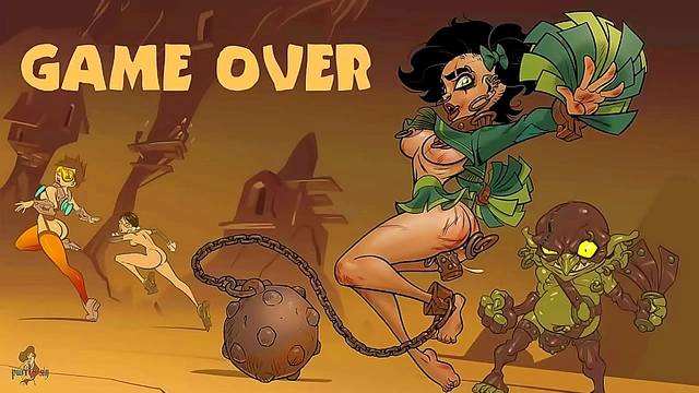 Sexy Brunette & Redhead Take On Goblin's Curse in Hot Anime Adventure