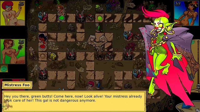 Sexy Brunette & Redhead Take On Goblin's Curse in Hot Anime Adventure