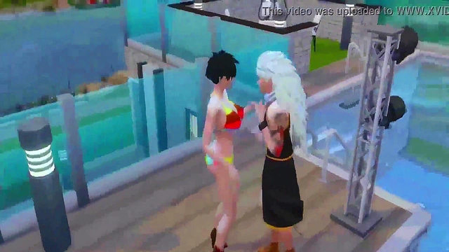 Videl Asks Madara for Threesome Fun at Pool With Naruto Friends
