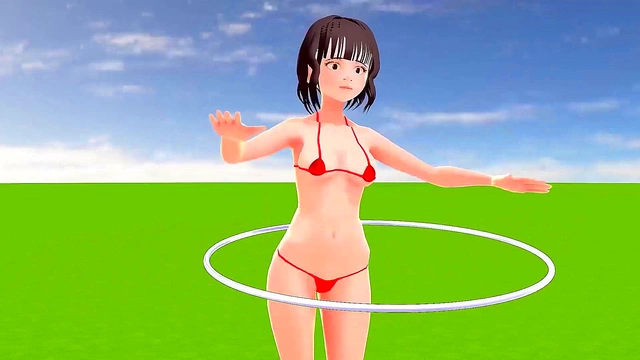 Toyotanono's Swimsuit Slideshow – Nearly Naked Anime Cutie Wobbles Seductively