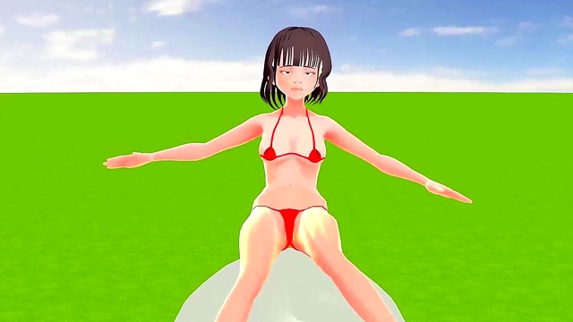 Toyotanono's Swimsuit Slideshow – Nearly Naked Anime Cutie Wobbles Seductively
