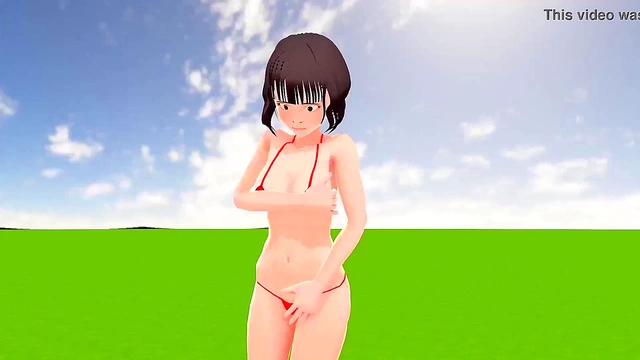Toyotanono's Swimsuit Slideshow – Nearly Naked Anime Cutie Wobbles Seductively