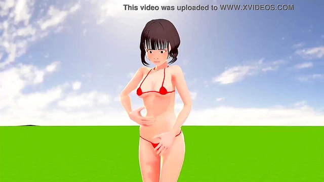 Toyotanono's Swimsuit Slideshow – Nearly Naked Anime Cutie Wobbles Seductively