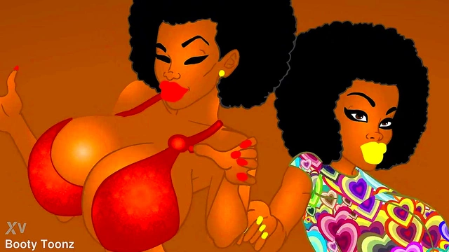 Ebony Twin Goddesses Shake Big Bubble Butts & Boobs In Anime Strip Club Action
