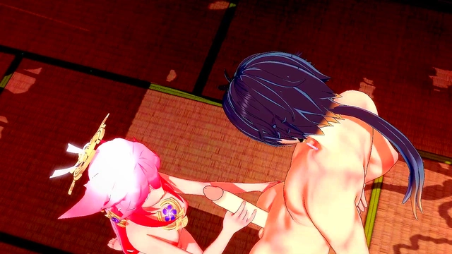 Yae Miko & Zhongli Enjoy Uncensored 3D Hentai Handjob and Boobjob with Cumshot