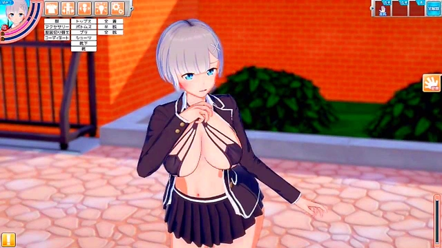 Strong-Personality Asami Rubs Her Huge Tits While Giving Blowjob & Handjob