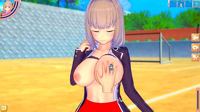 Big-Breasted Azusa from Koikatsu Rubbed Tits &amp – Handjob for Cumshot Bliss