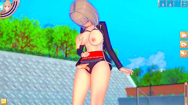 Big-Breasted Azusa from Koikatsu Rubbed Tits &amp – Handjob for Cumshot Bliss