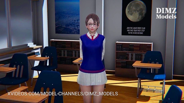 Asian Waifu Gives Intense Blowjob & Deepthroat In Classroom Romance Scene