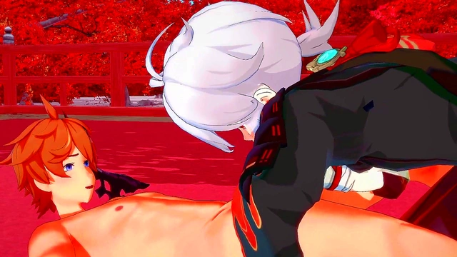 Kazuha & Tartaglia Heat Up Genshin Impact With Hardcore Handjob & Doggy Style Creampie