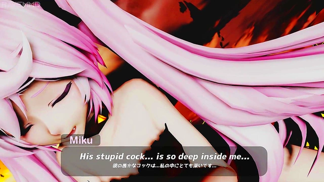 Horny Pink-Haired Miku Rides Cock for Creampie in Anime Vampyre Fantasy