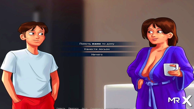 Mature Beauty jerks off teen's cock in Summertime Saga Hentai Scene