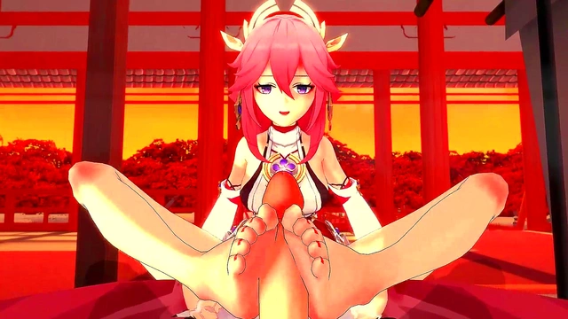 Yae Miko Foot Worship & Hot Anal Creampie in Genshin Impact Hentai