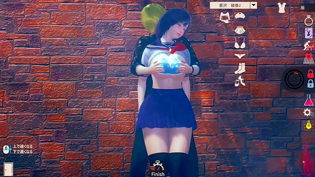 Cute Black-Haired AI Schoolgirl Enjoys Erotic Video with Big Tits Massage & Blowjob