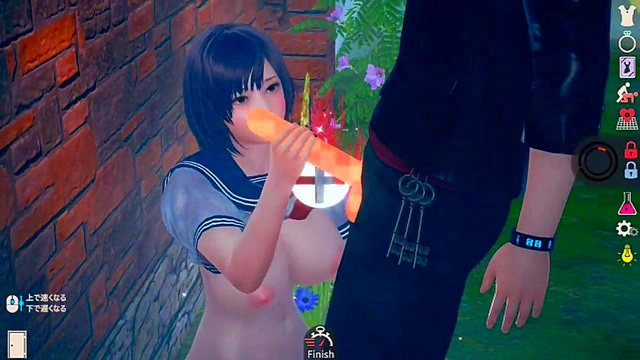 Cute Black-Haired AI Schoolgirl Enjoys Erotic Video with Big Tits Massage & Blowjob