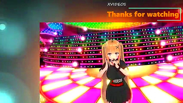 Cute Blonde Gal Rubs Her Big Boobs While Giving Blowjob & Handjob in 3D Hentai Anime