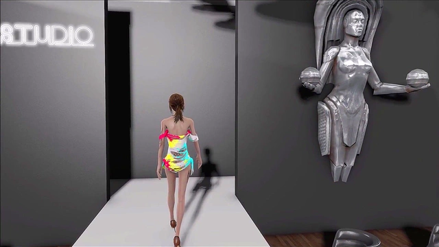 Sexy Brunette Goes Wild in Fallout 4 Anime Fashion Show