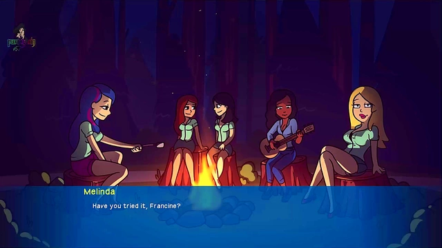 Milf Spanks Blonde & Redhead Lesbians Outdoors at Camp Pinewood Cartoony Fun