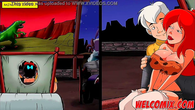 Big-Busted Cartoon Couple Gets Steamy at the Drive-In for Hot Anime Action