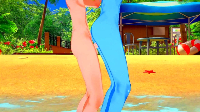 Lucky Guy Gets Creampie From Shaved-Pussy Undyne On The Beach