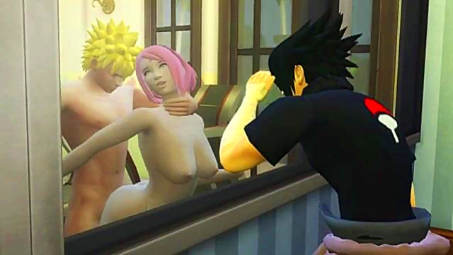 Sakura Cheats With Naruto for Hot Anime Anal Sex While Sasuke Watches Cuckolded