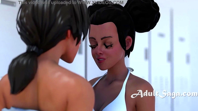 Hot Busty Babes Wrestle Then Scissor In The Girls Locker Room Anime Fight Scene