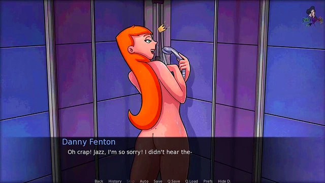 Gothic Ember Rides Danny Phantom in Rough Anime Shower Sex Session