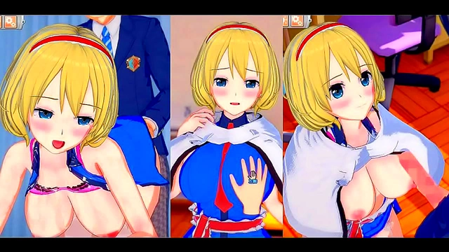 Alice Margatroid Rubs Her Big Tits & Gives Blowjob In Erotic 3D Touhou Hentai Scene