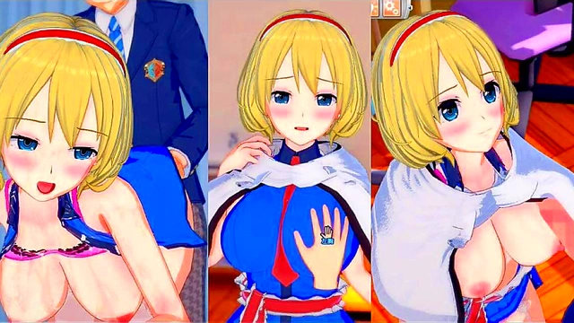 Alice Margatroid Rubs Her Big Tits & Gives Blowjob In Erotic 3D Touhou Hentai Scene