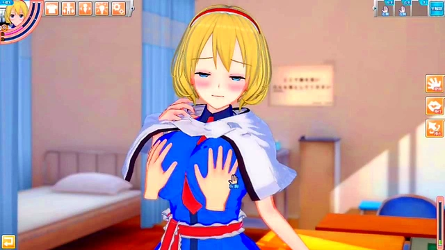 Alice Margatroid Rubs Her Big Tits & Gives Blowjob In Erotic 3D Touhou Hentai Scene