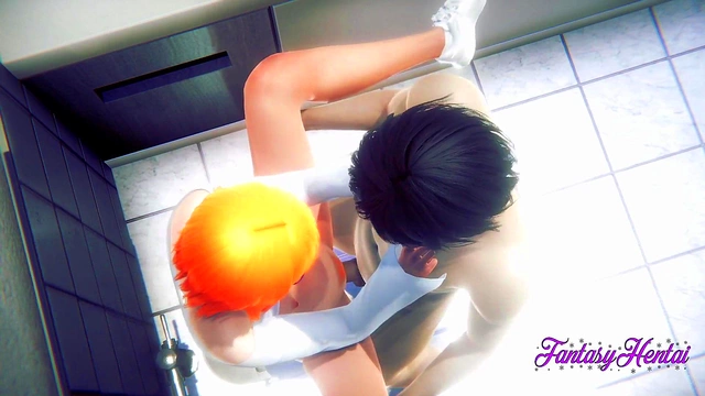 Gwen Tennyson Fucks Hard in 3D Japanese Public Toilet for Creampie