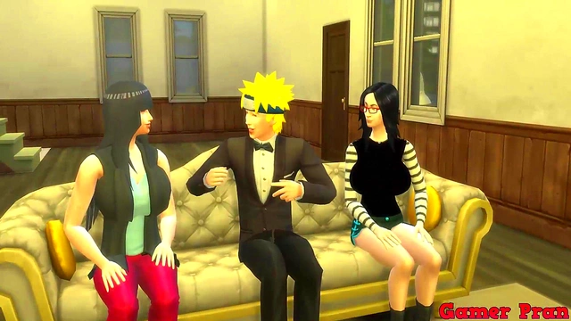 Naruto Watches Movie With Wife, Ends Up in Hot Threesome & Anal Adventure