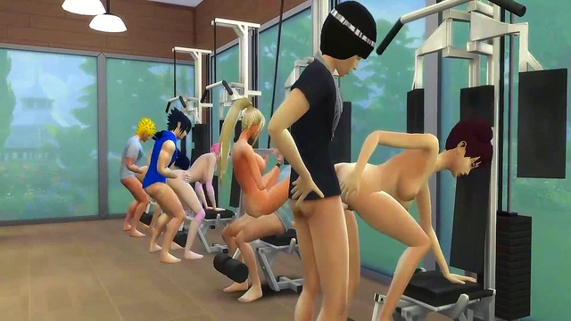 Hot Naruto Wives Hinata, Sakura, Ino, Tenten Fuck During Exercise Session