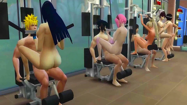 Hot Naruto Wives Hinata, Sakura, Ino, Tenten Fuck During Exercise Session