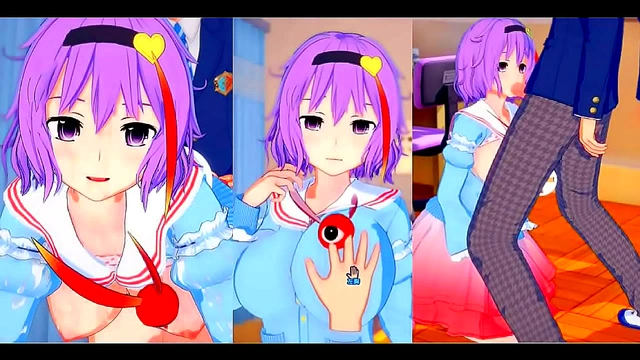 Satoshi Komeiji Rubs Her Big Boobs in Seductive 3D Hentai Anime Scene