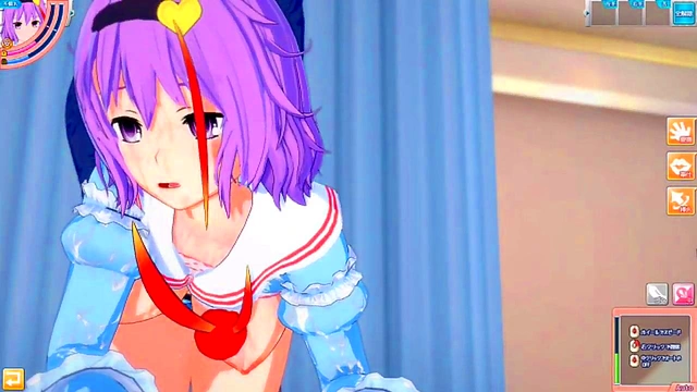 Satoshi Komeiji Rubs Her Big Boobs in Seductive 3D Hentai Anime Scene