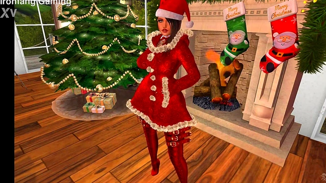 Sexy 3D Santa Cosplay Babe Shows Off Big Tits for Merry Christmas & New Year