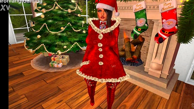 Sexy 3D Santa Cosplay Babe Shows Off Big Tits for Merry Christmas & New Year