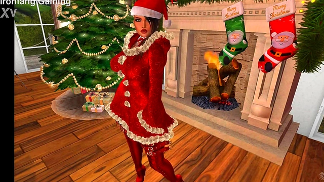 Sexy 3D Santa Cosplay Babe Shows Off Big Tits for Merry Christmas & New Year