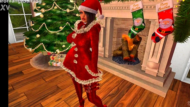 Sexy 3D Santa Cosplay Babe Shows Off Big Tits for Merry Christmas & New Year