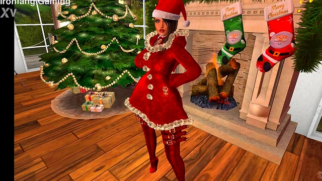Sexy 3D Santa Cosplay Babe Shows Off Big Tits for Merry Christmas & New Year
