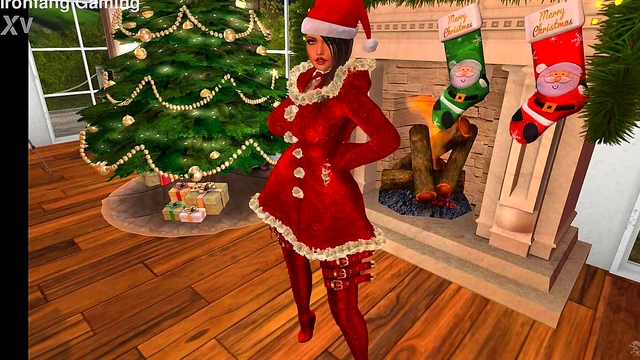 Sexy 3D Santa Cosplay Babe Shows Off Big Tits for Merry Christmas & New Year