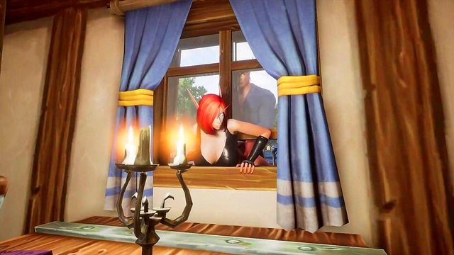 Stuck Elf Thief Gets Rough Fucking On The Window In 3D Hentai Wow