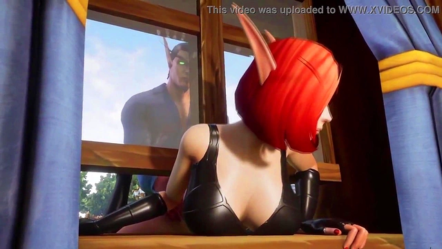 Stuck Elf Thief Gets Rough Fucking On The Window In 3D Hentai Wow