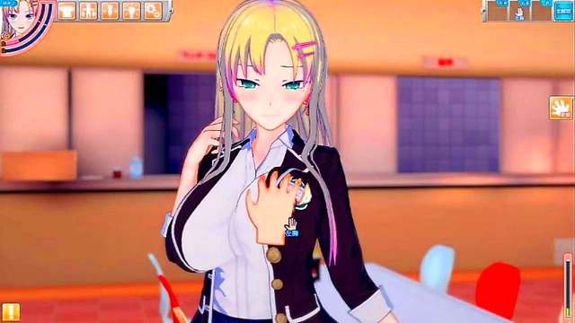 Big-Breasted Anime Schoolgirl Gives Amazing Tit Massage & Blowjob Session