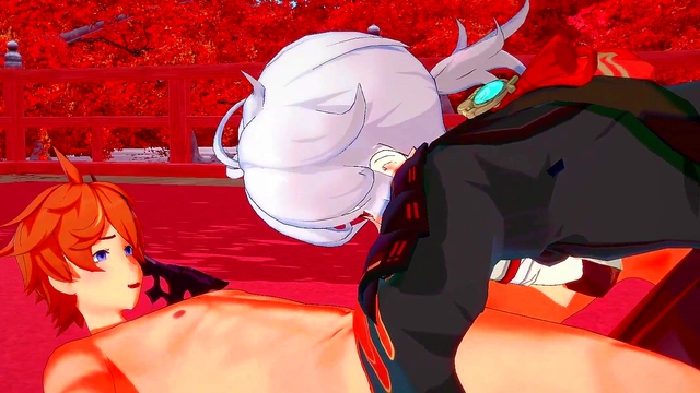Kazuha Sucks Tartaglia's Cock Until He Cums Twice in Genshin Impact Yaoi