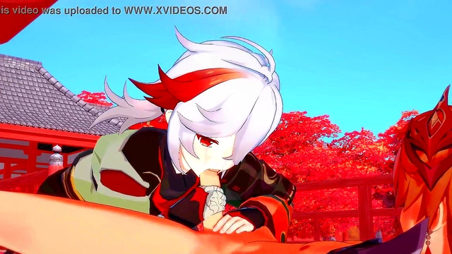 Kazuha Sucks Tartaglia's Cock Until He Cums Twice in Genshin Impact Yaoi